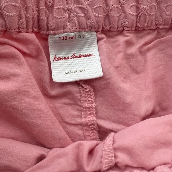 Hanna Andersson Baby Pink Scallop Embroidered Pull On Airy Eyelet Shorts 130 8 - Picture 3 of 4
